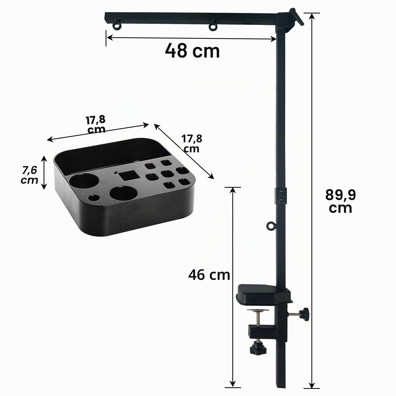 SHELANDY Fellpflege-Arm mit Klemme für große und kleine Hunde, 88,9 cm, höhenverstellbar, inkl. Zwei Nicht sitzenden Haunch-Halter, Schwarz