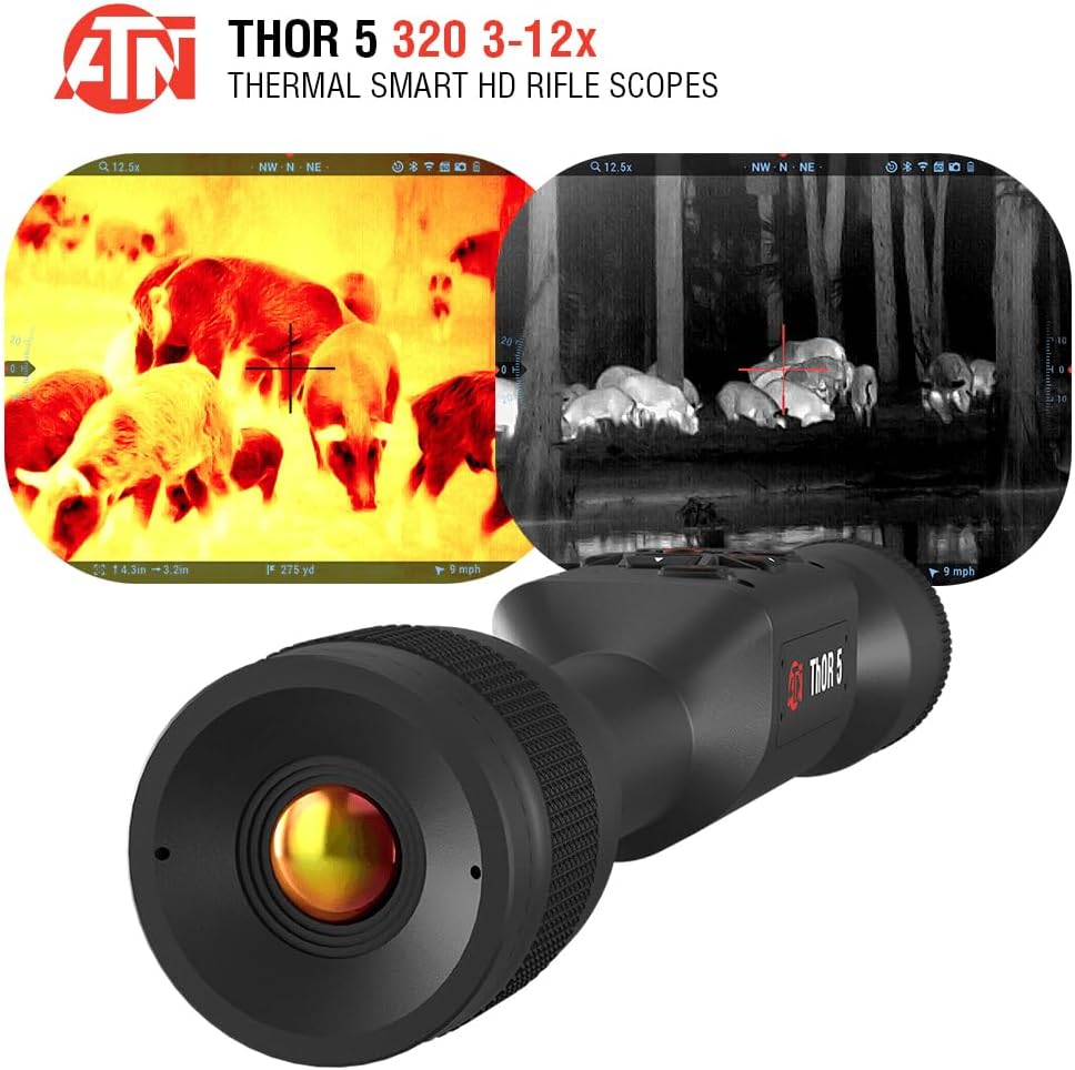 ATN Thor 5 Smart HD Thermal Scope w/Ultra Sensative Gen 5 Sensor, Video Rec, Ballistic Calculator, RAV