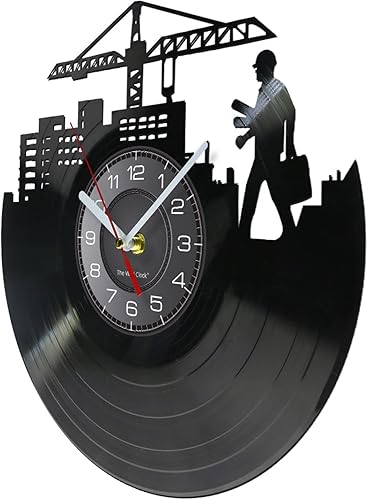 Miniatura 2 de Reloj de pared de 12 pulgadas con silueta silenciosa sin tictac ingeniero, arte de pared, arquitecto, reloj de vinilo vintage, reloj de pared