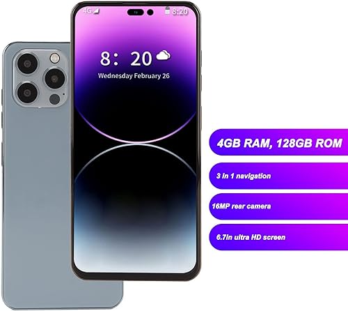 Miniatura 8 de I14proMax Smartphone, teléfono celular desbloqueado para Android10, red 4G Dual SIM, 6.7 pulgadas 2G 16G almacenamiento, batería de 4000mAh, cámara