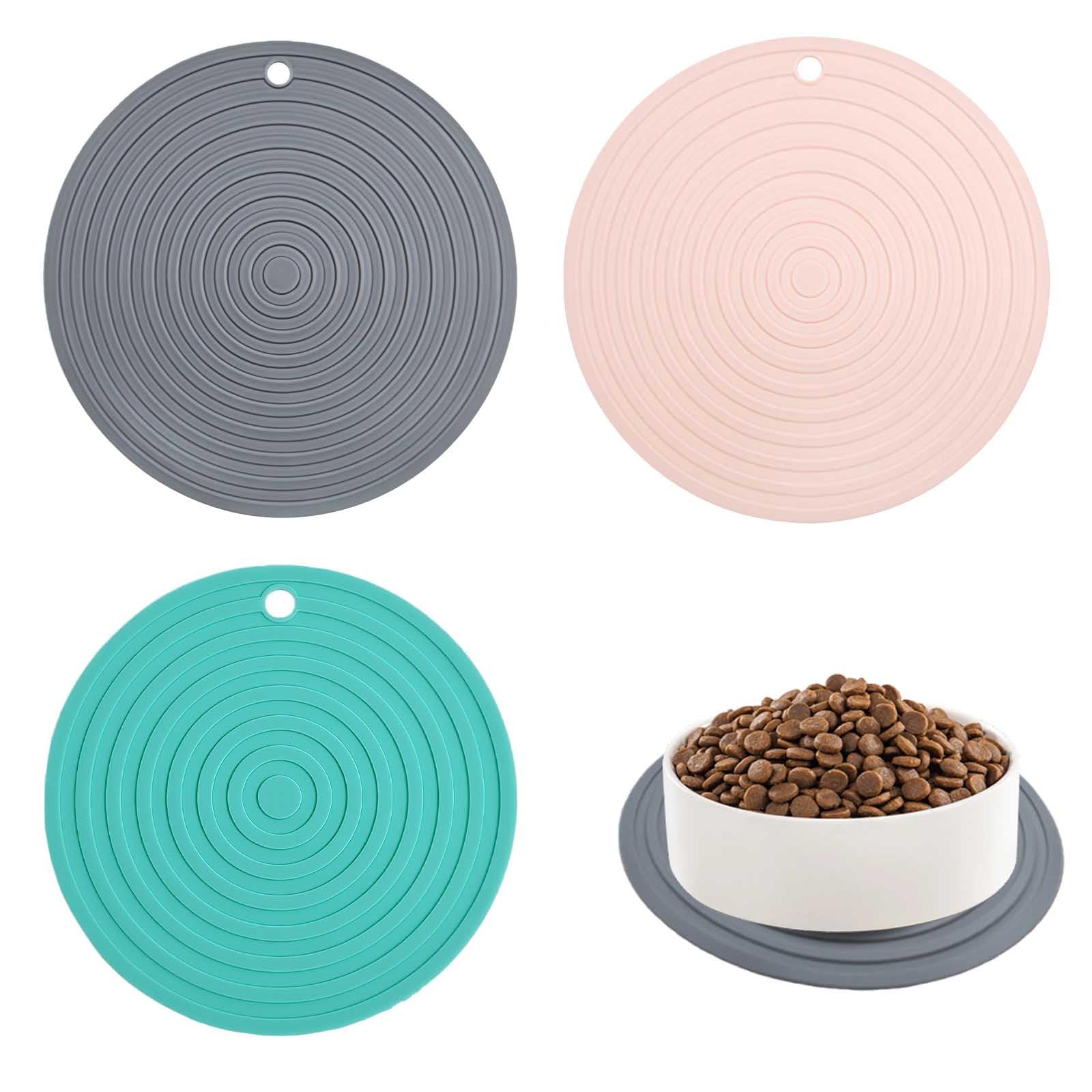 Tappetino silicone ciotola gatto 3 pezzi 2x16cm 1x18cm tappetino antiscivolo impermeabile per ciotole animali domestici facile da pulire uso interno esterno cucina campeggio