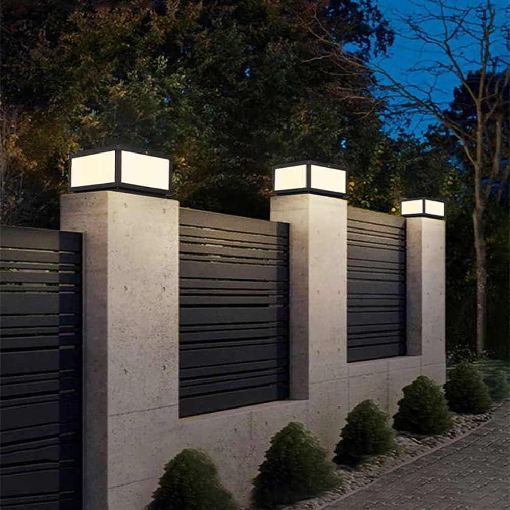 Set of 1 Outdoor Floor Lamp, Aluminum External Pillar, Rustproof Patio for Wooden Poles, IP54, Pillar Mounted Lantern with Remote Control,