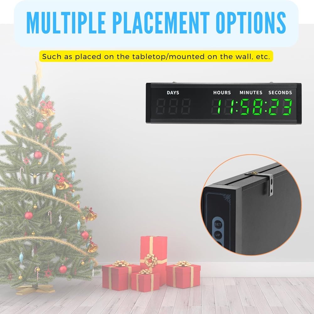 Reloj Digital de Cuenta Regresiva con Pantalla Grande, Temporizador de Cuenta Regresiva con Pantalla LED Grande, Ideal para Navidad, Jubilación y Cumpleaños (UE) EU Plug