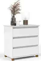 Mini Cômoda Criado Mudo Mesa de Cabeceira Gaveteiro 3 Gavetas Pés Madeira (Branco)
