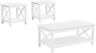 Coaster Home Furnishings - Skyview - Wood - 3-Piece Lift-Top Coffee Table Set with Hidden Storage, Open Shelves, X-Frame Sides, and Coastal Style - Living Room - White - 722088-S3