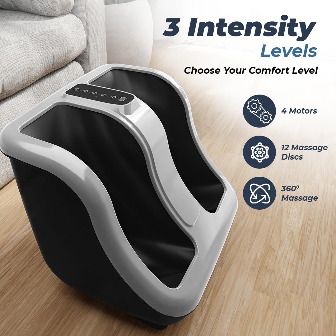 Flexnest 2026 Newly Launched Heated Calf, Foot and Leg Massager Machine for Home - Pain Relief Massage for Legs - Heat + 4 Vibration Motors (Bliss Massager - Black) 4