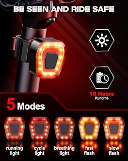 High Lumen Bike Light Set, Prasky Rechargeable Bicycle Lights Front and Rear, Super Bright LED Headlight, IP65 Waterproof Multiple Modes Road Mountain Bike Lights for Night Riding