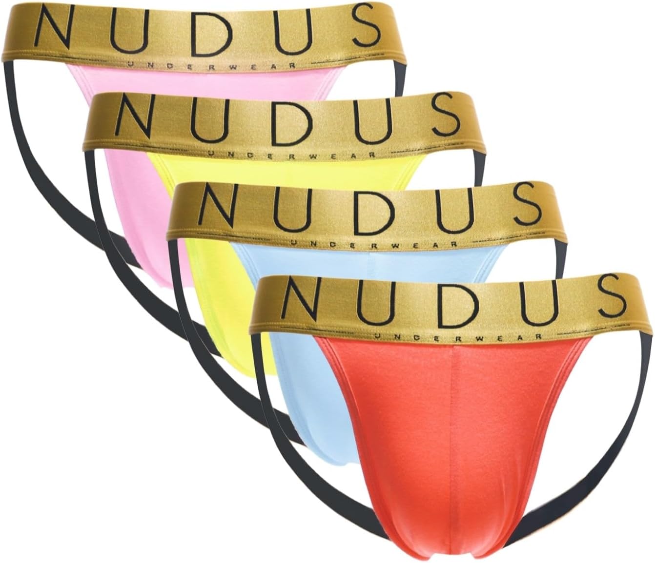 NUDUS Premium Jockstraps for Men Pack (4-Pack) – Soft Cotton Mens Jockstrap Underwear – Breathable Athletic Supporters Men