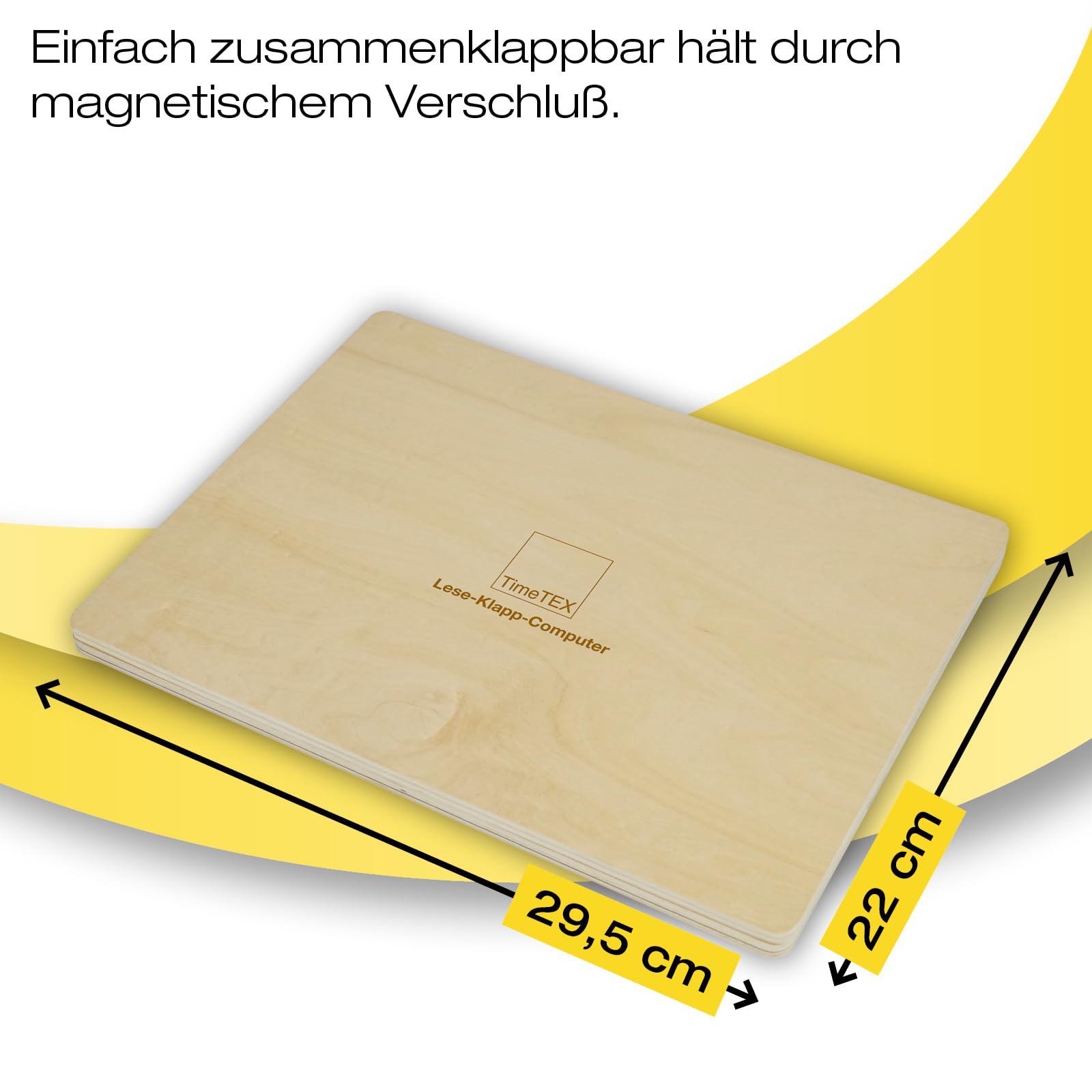 TimeTEX Lese-Klapp-Computer aus Holz, 189-tlg. | ABC Lernspiel, magnetisch mit Tafelfläche & Buchstaben-Steinen | Laptop Spielzeug für Kinder zum Lesen & Schreiben Lernen