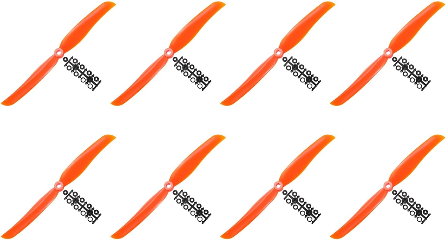 MECCANIXITY 8060 Propellers 8x6 Prop 2-Vane Fixed-Wing Orange Replacement Props with Adapter Rings for Airplane RC Plane, Pack of 8