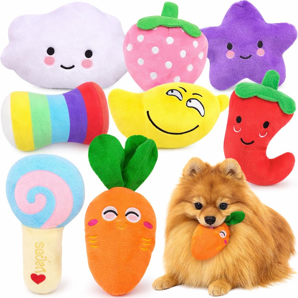 Dog Squeaky Toys 8 Pack Puppy Plush Squeaky Toys for Medium Small Dogs Cute Pet Toys Stuffed Puppy