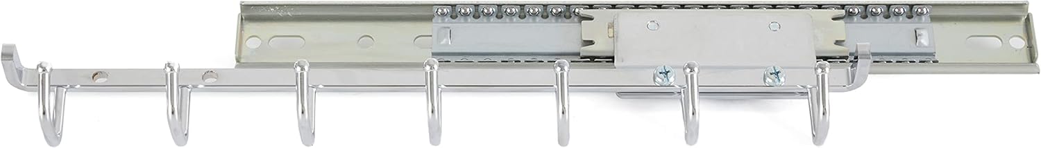 Chrome 14'' Sliding Belt and Accessory Rack with 7 Hooks