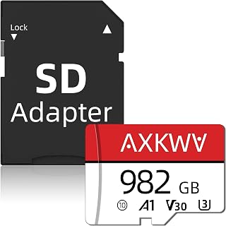 AXKWV SD Memory Card 982GB, Ultra High Speed SD Card, External Data Storage TF Card with Adapter, Waterproof Memory SD Cards 982GB, Mini SD Card for Cameras/PCs/Games/Tablets/Drones