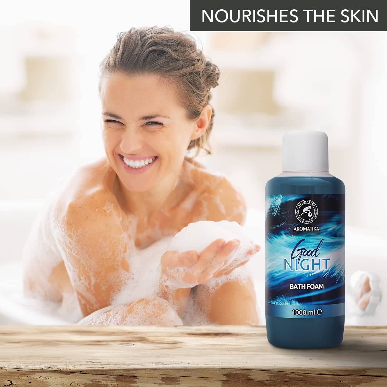 Espuma de Baño Buenas Noches 1000ml - Buen Sueño - Belleza - Cuidado del Cuerpo - Bienestar - Relajación - Aromaterapia - Spa - Baños de Burbujas - Bath foam Good night
