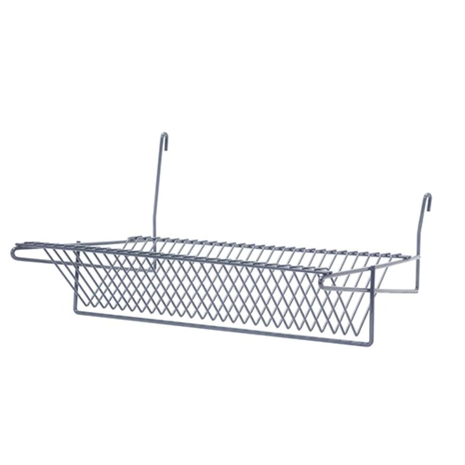 Quantum SG-SLH201412GY 20" Epoxy Coated Store Grid Slanted Tray Drying Rack | Gridwall Panel System Dish Drainer Shelf for Commercial Restaurant Kitchen | 20-1/2"W x 13-3/4"D x 10-1/2"H, Gray, NSF