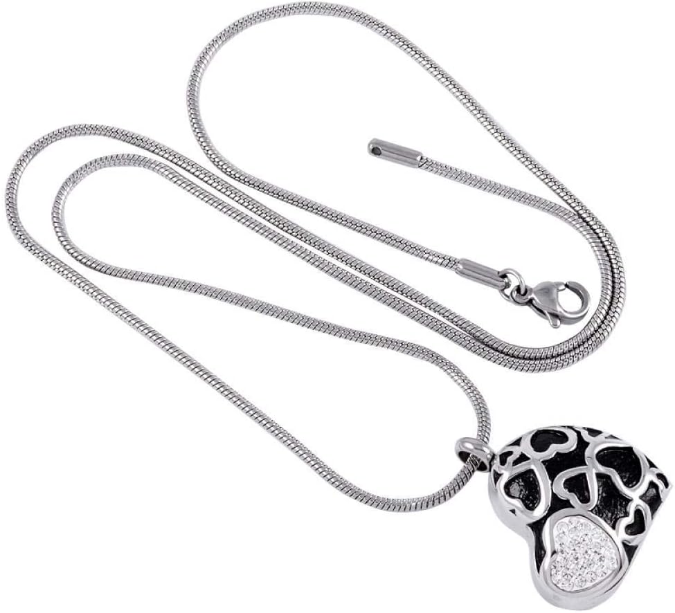 Jewelry 壺火葬記念品灰壷葬儀ジュエリー316Lステンレス鋼クリスタルハートメモリアル壺ペンダント記念品灰火葬ネックレススタイ