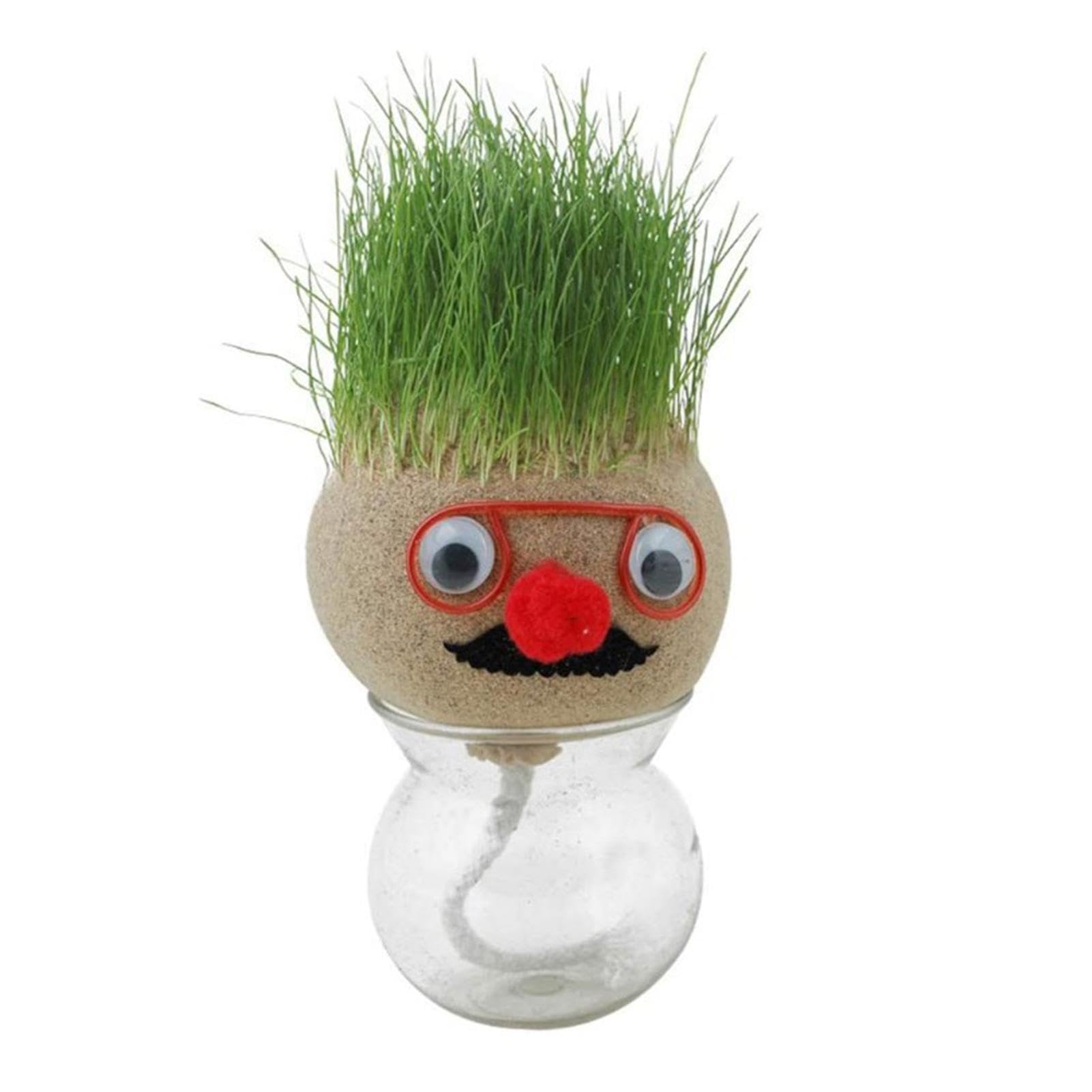 Muñeca con cabeza de hierba, divertida muñeca de hierba, jardinera ecológica para niños, manualidades con cabeza de hierba, actividades creativas para niños, juguetes de jardín temáticos de naturaleza
