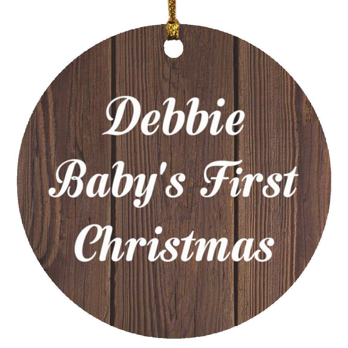Designsify Christmas Tree Decoration, Debbie Baby's First Christmas, Circle Ornament D, Gifts for Birthday Anniversary Valentines Mom Mothers Fathers Day Party, to Men Women Him Her Friend Mom