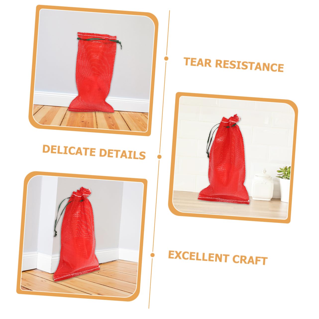 Bolsas De Malla para Verduras y Frutas 49x27 Cm Tejido Resistente Ventilado Reutilizables para Almacenamiento Agrícola Cordón Bolsa Roja 50 Unidades