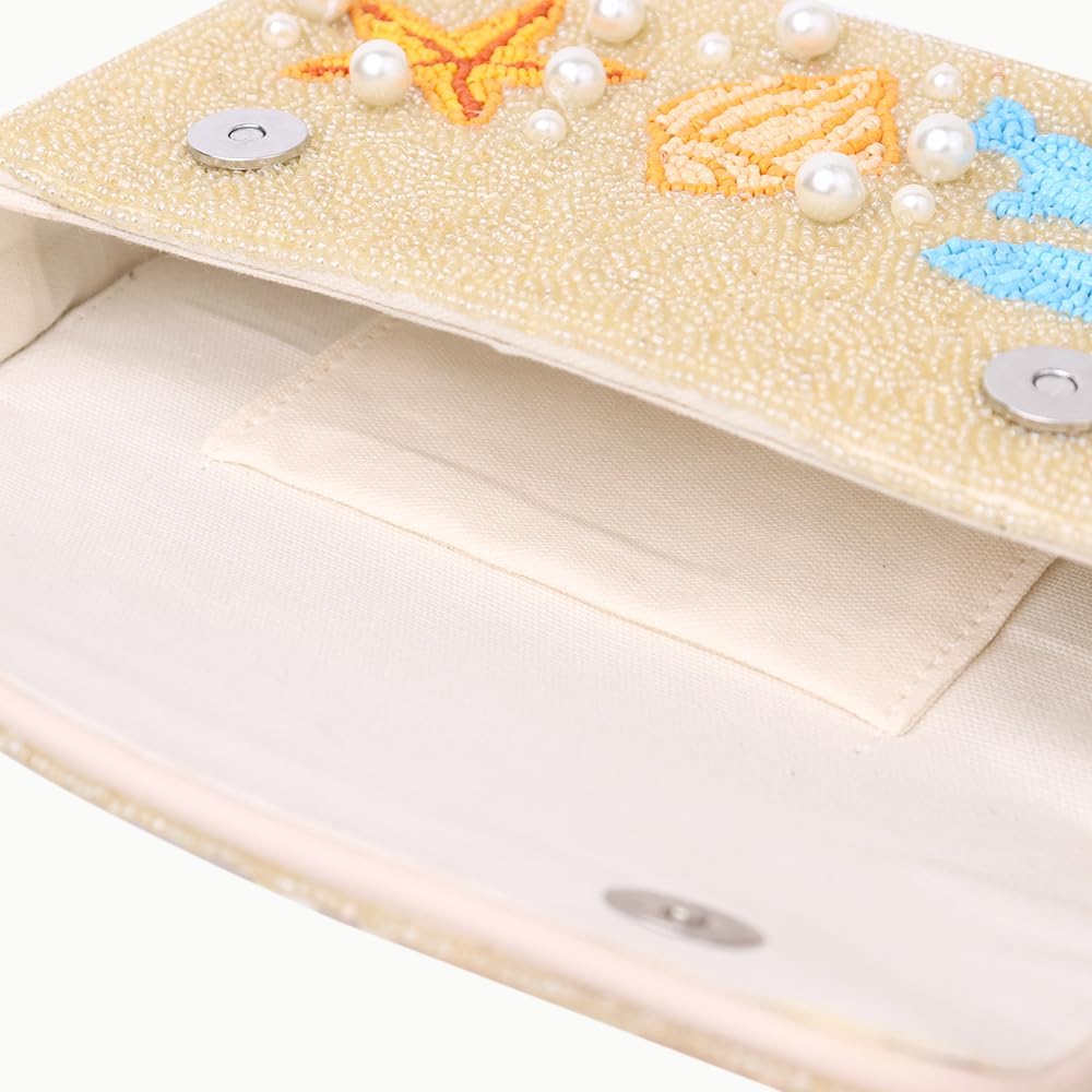 Indian Shelf Premium Handcrafted Beach Beaded Bags for Women, Girls - Women Evening Purse Seashell & Starfish Pattern Beach Theme (with Box) - Image 7