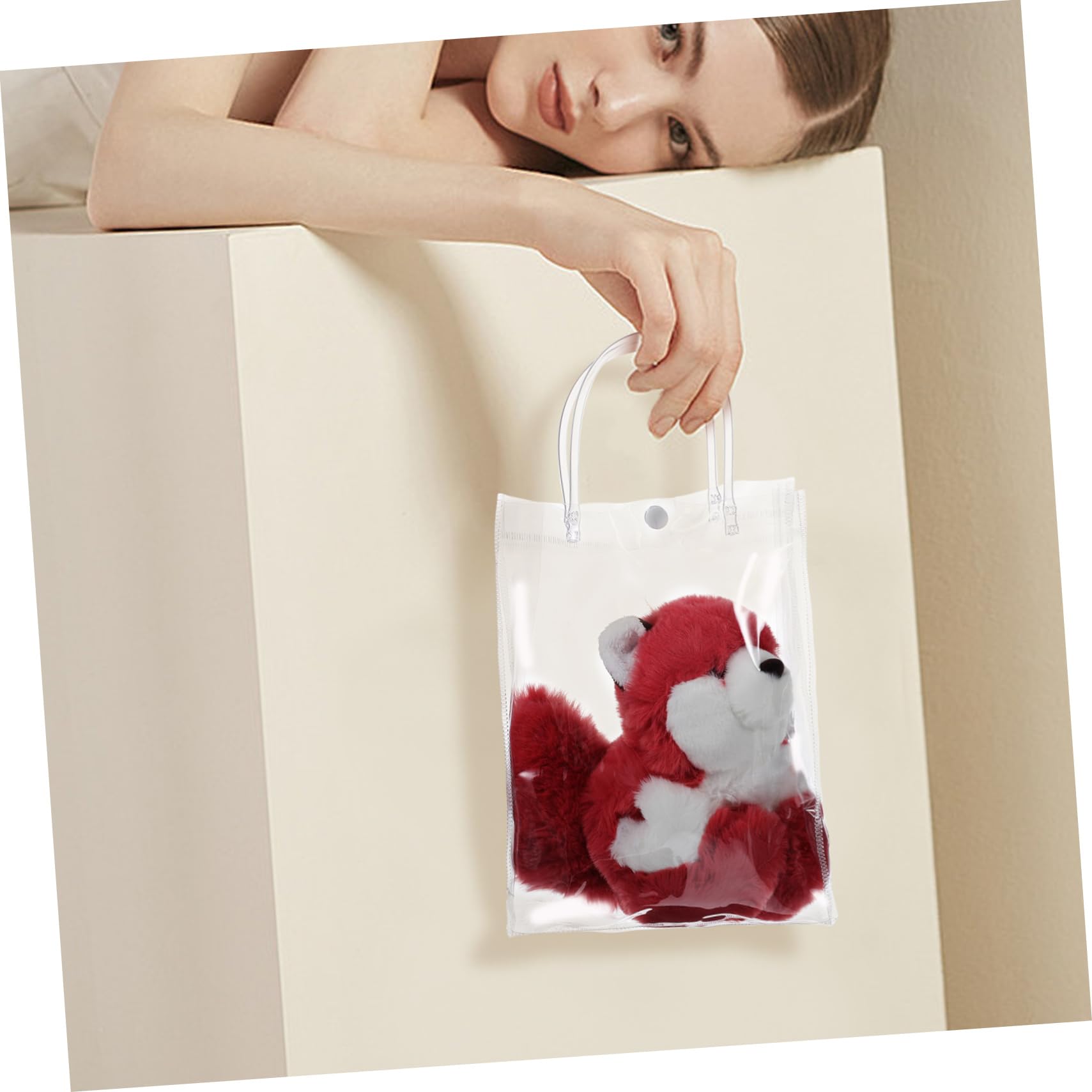 Homoyoyo 20 Bolsas Transparentes Asas de Pvc Resistentes al Desgarro para Regalos en Fiestas y Reuniones, Diseño Simple y Moderno