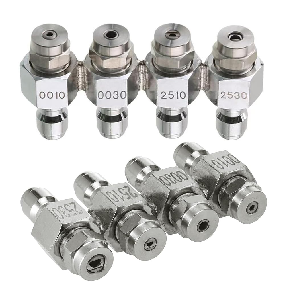 Ugello per idropulitrici in acciaio inossidabile, Kit ugelli for idropulitrice a ventola piatta 4 in 1 in acciaio inossidabile Confezione da 2 attacchi rapidi 1/4 pollici(2pcs)