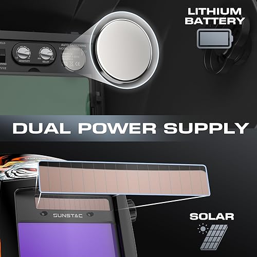 Miniatura 4 de Sunstac Casco de soldadura de visión grande de 3.94 x 3.27 pulgadas, oscurecimiento automático, máscara de soldadura de color verdadero para hombres