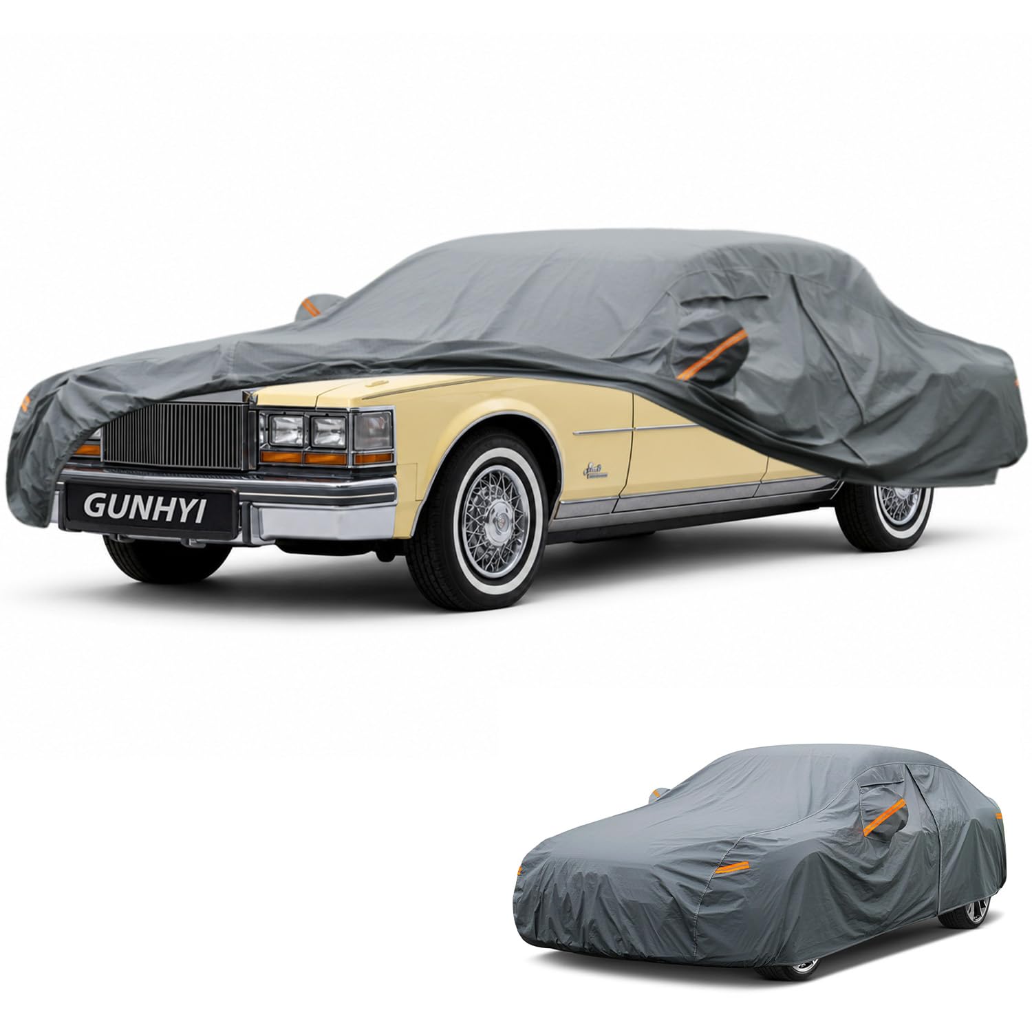 GUNHYI Premium Car Cover Custom Fit Cadillac Seville(1986–1991), 16 Layers Heavy Duty Car Cover Waterproof All Weather with Zipper Door for Sun Rain Snow Dust Uv Protection