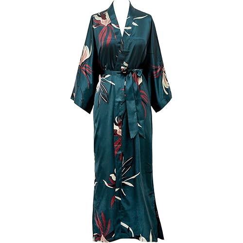 KIM+ONO Women's Satin Kimono Robe Long - Floral