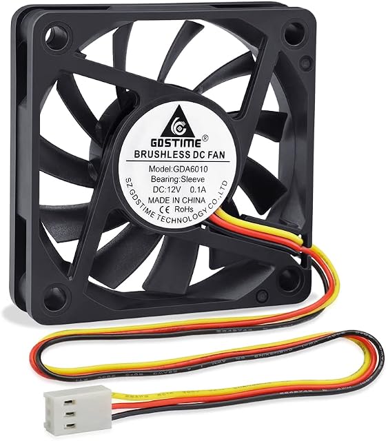 GDSTIME 60mm CPU Fan 12V Computer Fan 60 x 10mm CPU Cooler 6CM PC Fan 3 Pin DC Brushless Cooling Fan 3500 RPM Case Fan Cooler For Router Game Console Cabinet Inverter Ventilation Fan Replacement