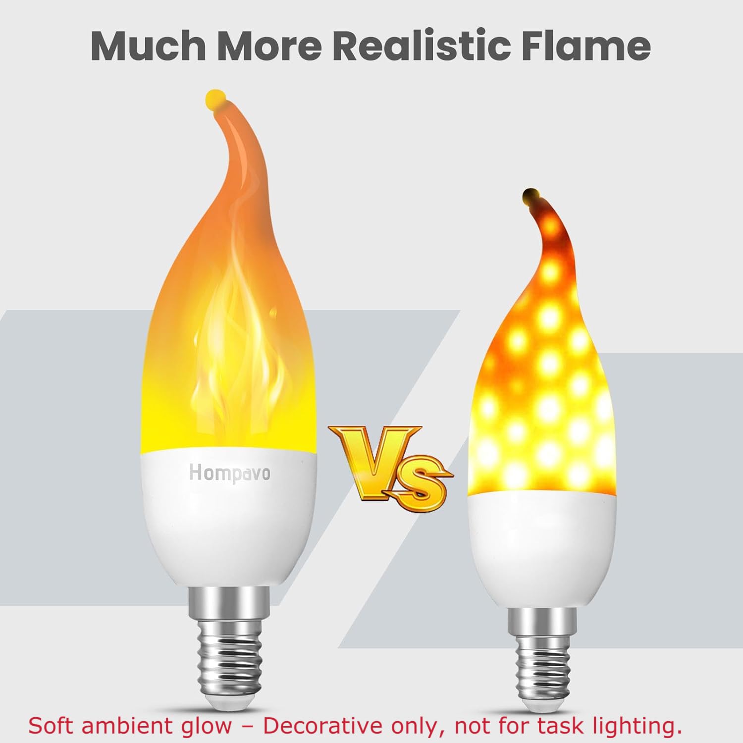 Hompavo 【Upgraded】 LED Flame Light Bulbs, 3 Modes Realistic
