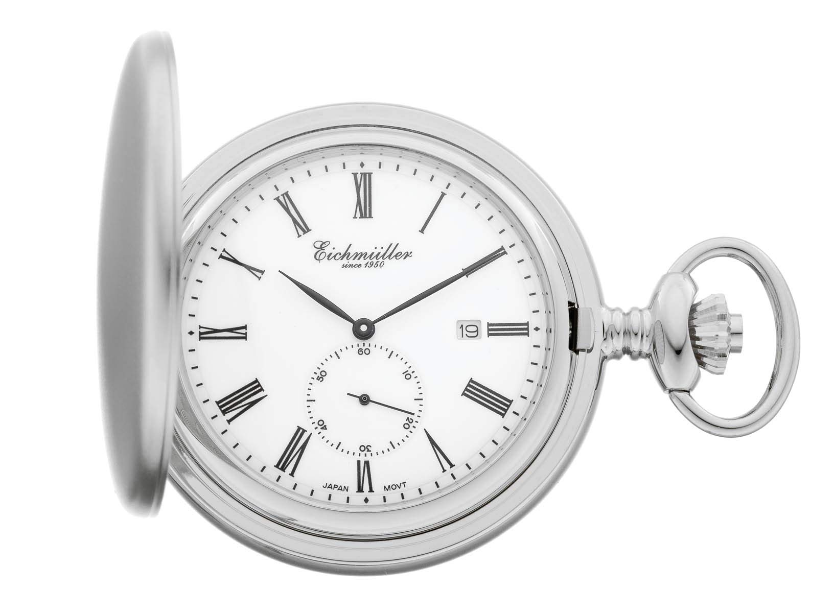 Eichmüller since 1950 Taschenuhr Quarzwerk Kleine Sekunde Datum incl. Kette