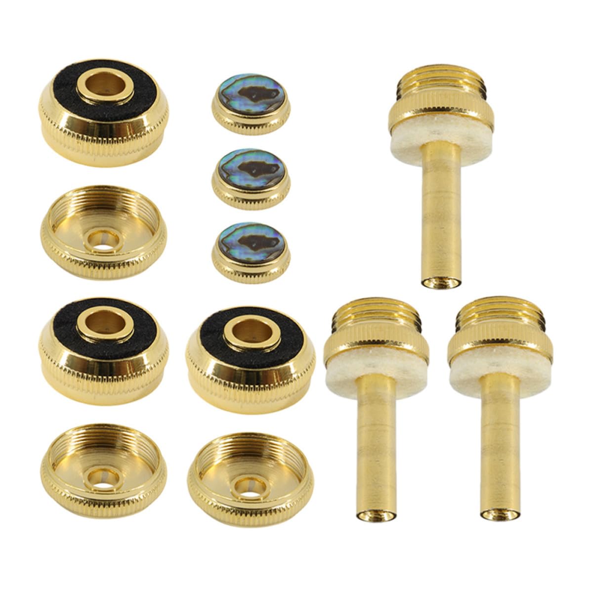 iplusmile Set de 12 Botones de Pistón Dorados para Trompeta Cubiertas de Concha Abulón, Accesorios Metálicos para Mejorar la Precisión y Fluidez Interpretación Musical