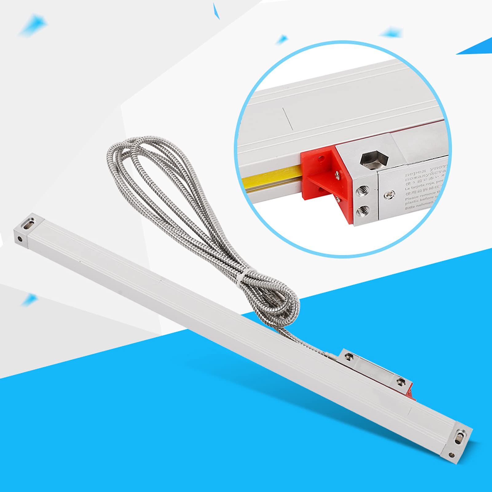 Encoder a Scala Lineare, Encoder a Righello Lineare, Encoder a Scala Lineare Ottica Ad Alta Precisione Sensore Righello a Reticolo 5 μm per Tornio DC5V con Cavo (1000)
