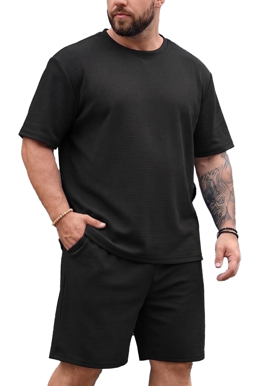 vogaan Men's T-Shirt and Shorts Set 2 Piece Plus Size 3XL to 8XL, Summer Co-ords Set with Shorts, Tracksuits, Night Suits, Oversized T-Shirt Shorts Outfits-picture-43