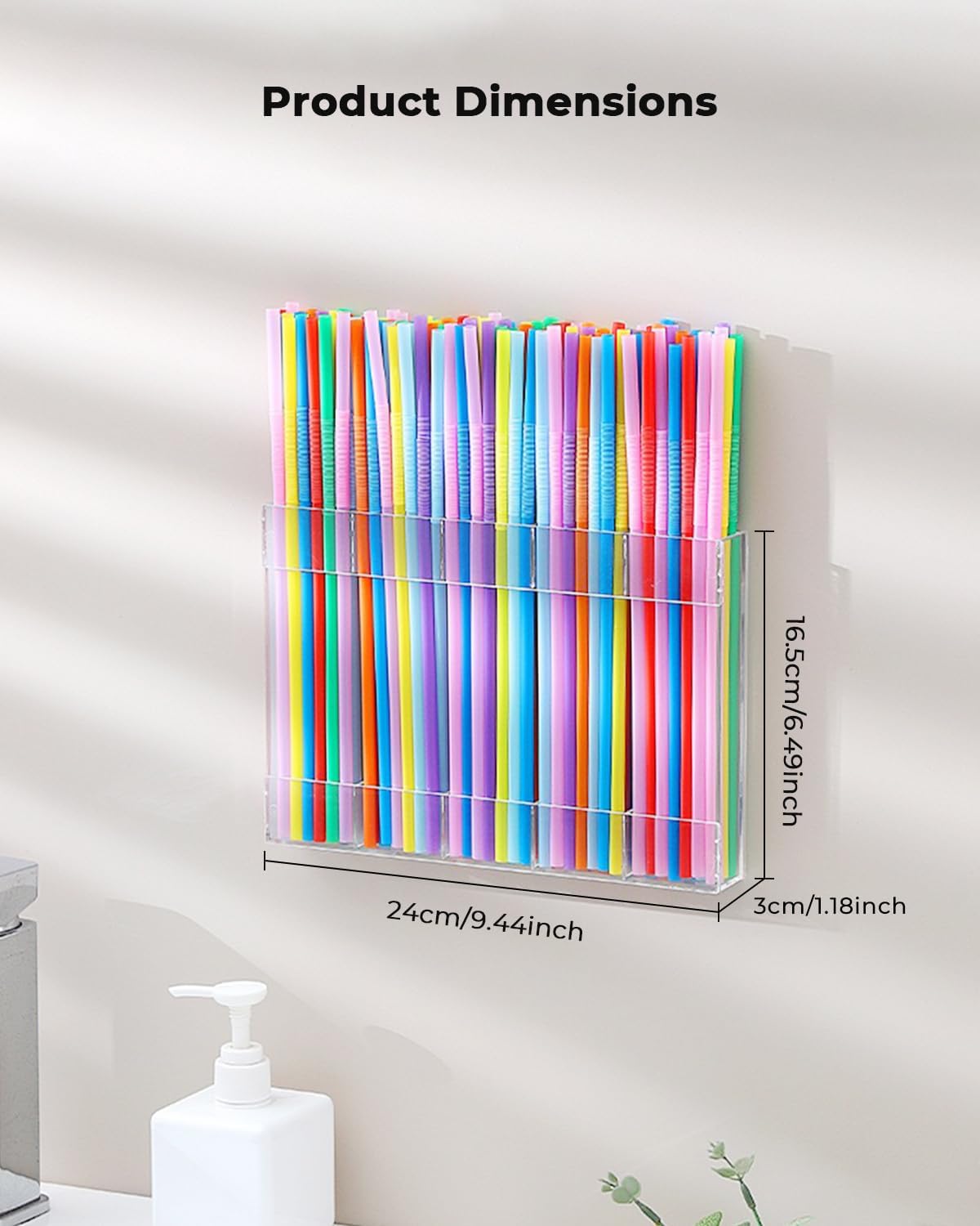 Straw Holder, Straws Organizer, Kitchen Counterware Storage Rack, Features Strong Adhesive Double-Sided Tape, Suitable for Countertops and Cabinets (Transparent) - Image 7