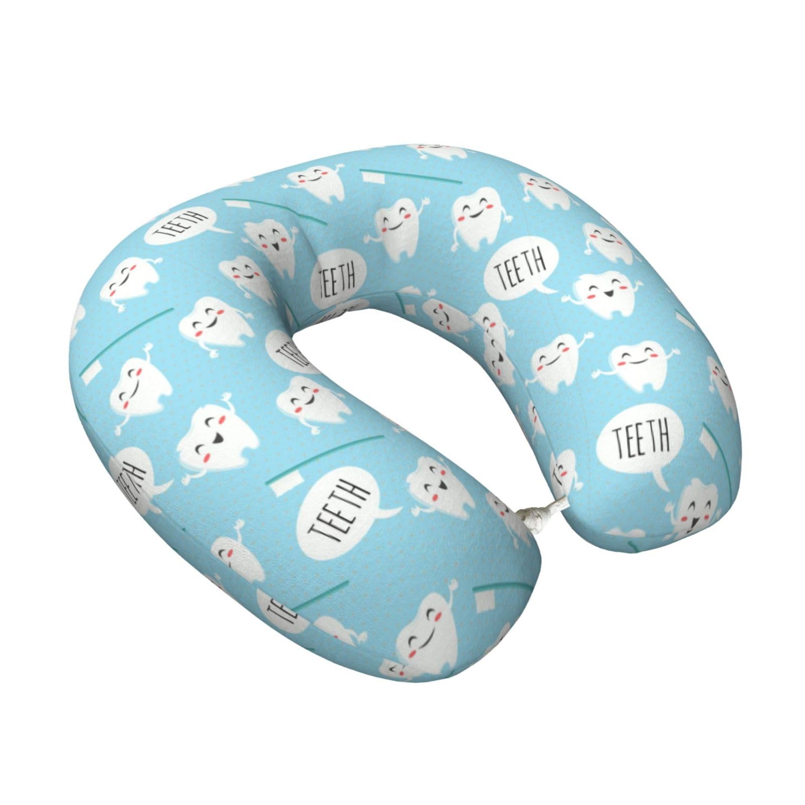 LKYMOH Tooth, Travel Neck Pillow U-Shaped Memory Neck Support Soft Comfortable With Washable Cover For Airplane Car Traveling and Office