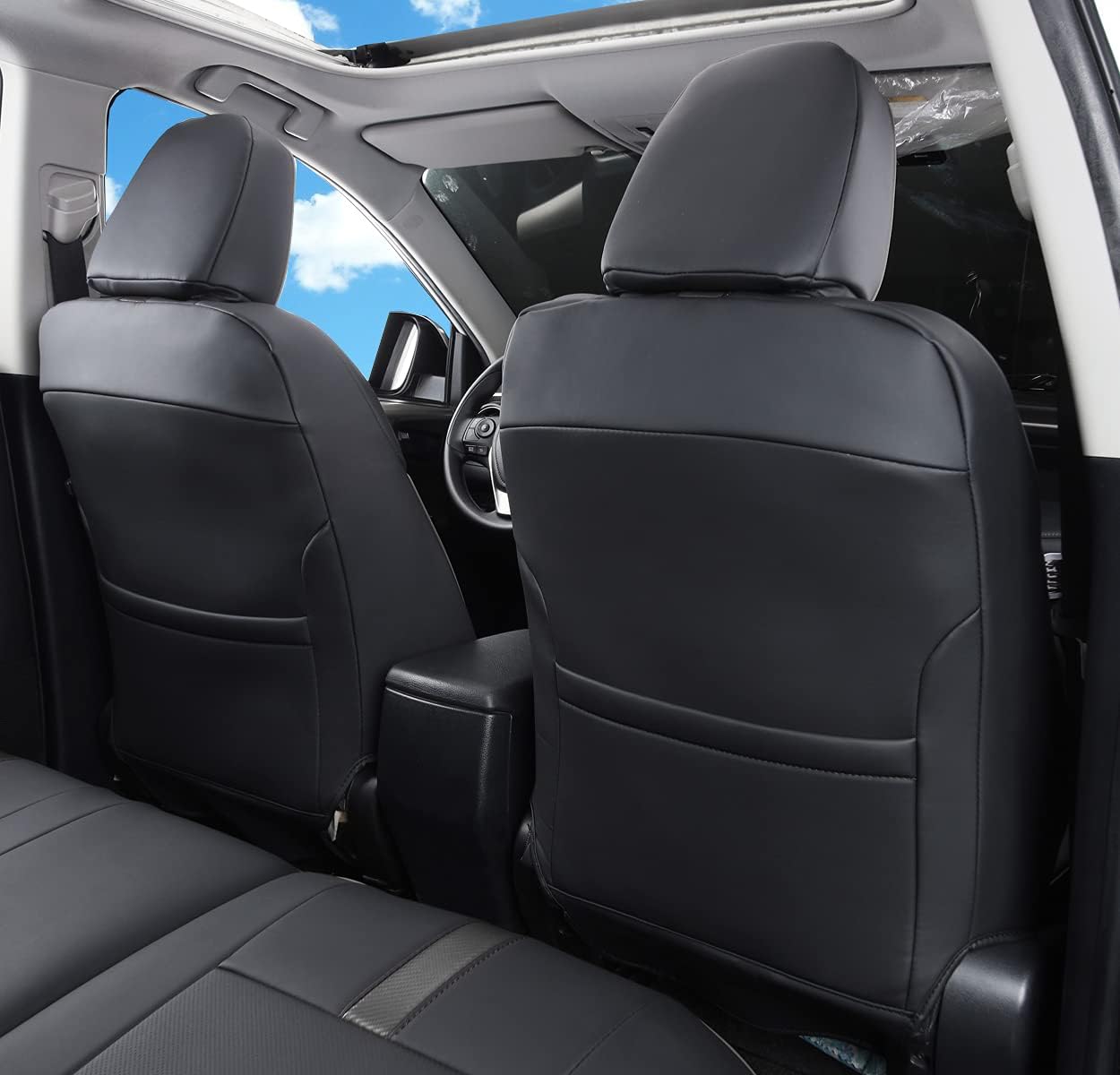 Custom Fit Vehicle Seat Cover, Black, for Toyota RAV4 2013-2018, Waterproof Faux Leather