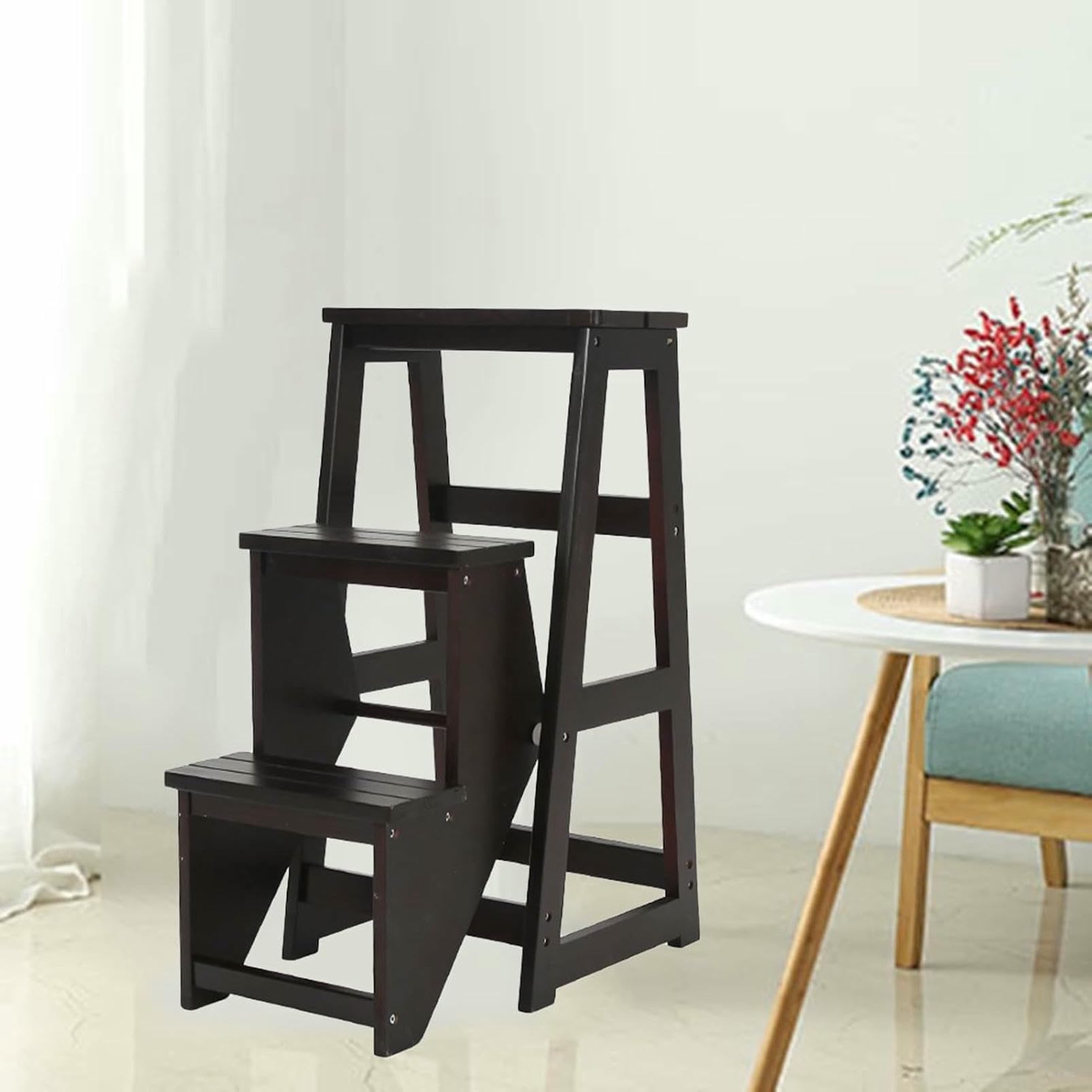 Tabouret en bois pliable CNPRAZ pour bibliothèque et salon chaleureux