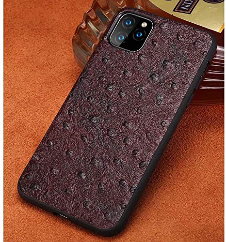 Coque iPhone 11 Pro en cuir d'autruche marron l'élégance d'un étui antichoc haut de gamme
