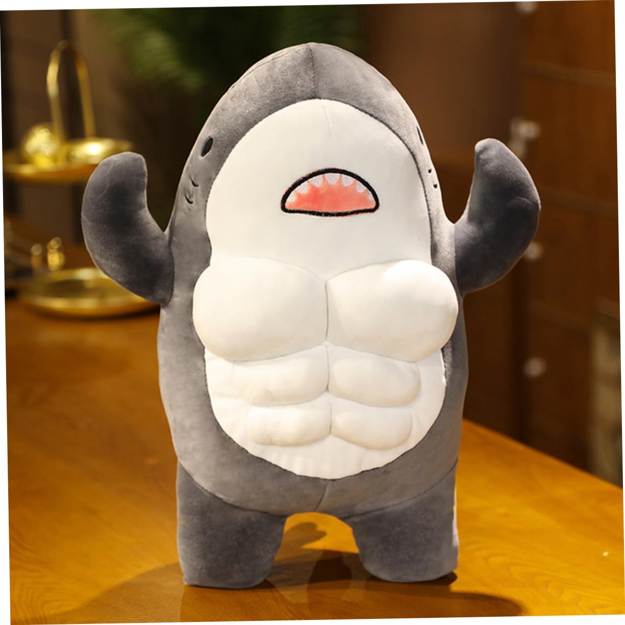 Mikikit Peluche Squalo con Muscoli Realistico Giocattolo Morbido per Casa Animale Ripieno Gigante Adatto Regali e Decorazioni