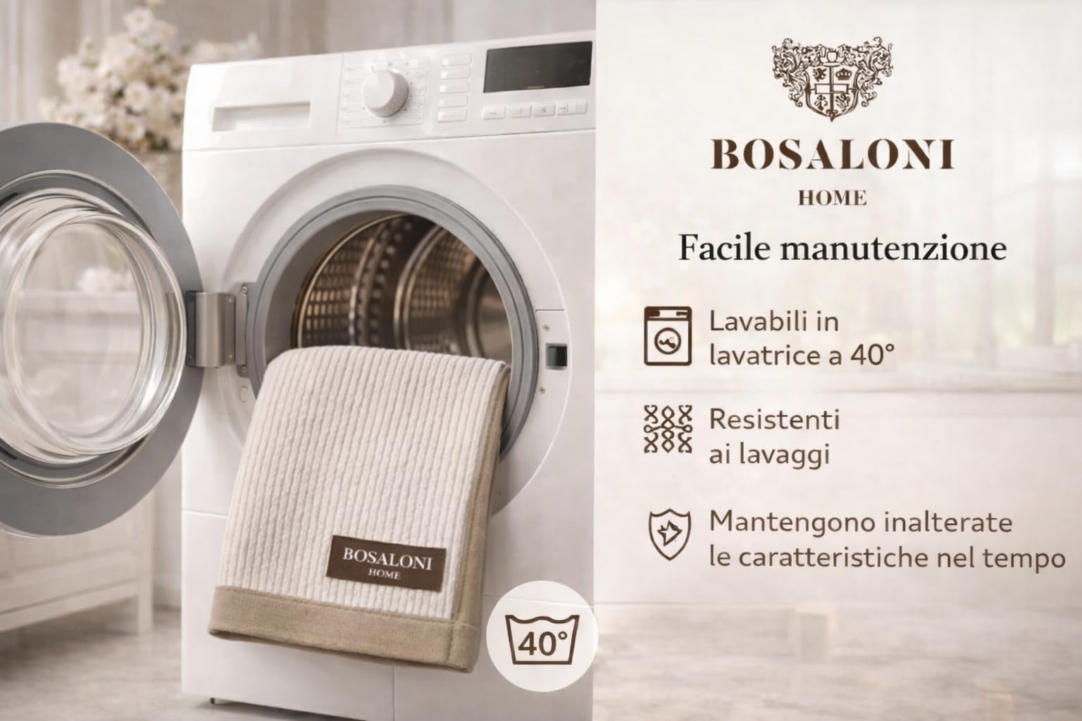 B O S A L O N I HOME Set 2 Asciugamani Viso – Formato Compatto ed Elegante – 100% Cotone – Morbidi, Leggeri e ad Asciugatura Rapida - Moka