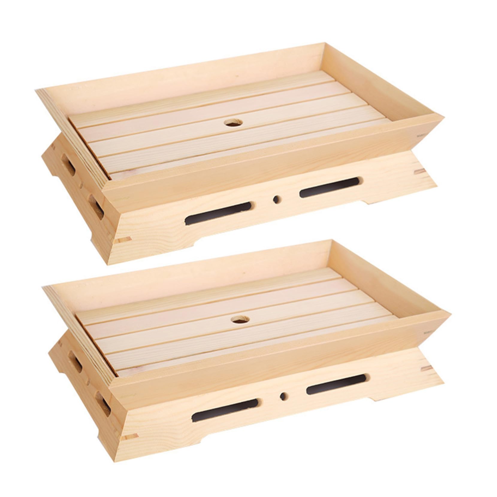 TOYANDONA 2 Piezas Plato de Sushi Japonés de Madera para Servir Sashimi y Aperitivos Bandeja Rectangular Elegante para Presentación de Mariscos y Snacks Casa o Restaurante