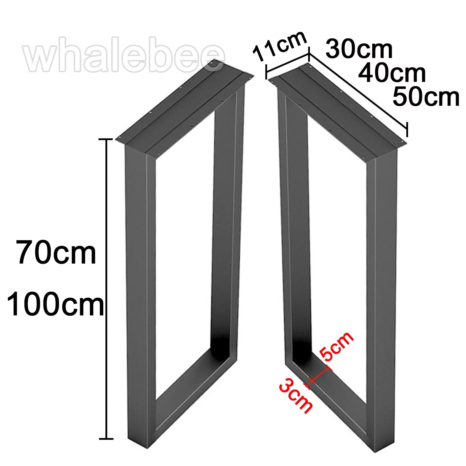 Stalowe nogi stołowe 71 cm i 99 cm – wytrzymałe metalowe nogi do kawy i ławki, nowoczesny design, szerokość 50 cm, idealne do jadalni i projektów mebli, zestaw 2 szt