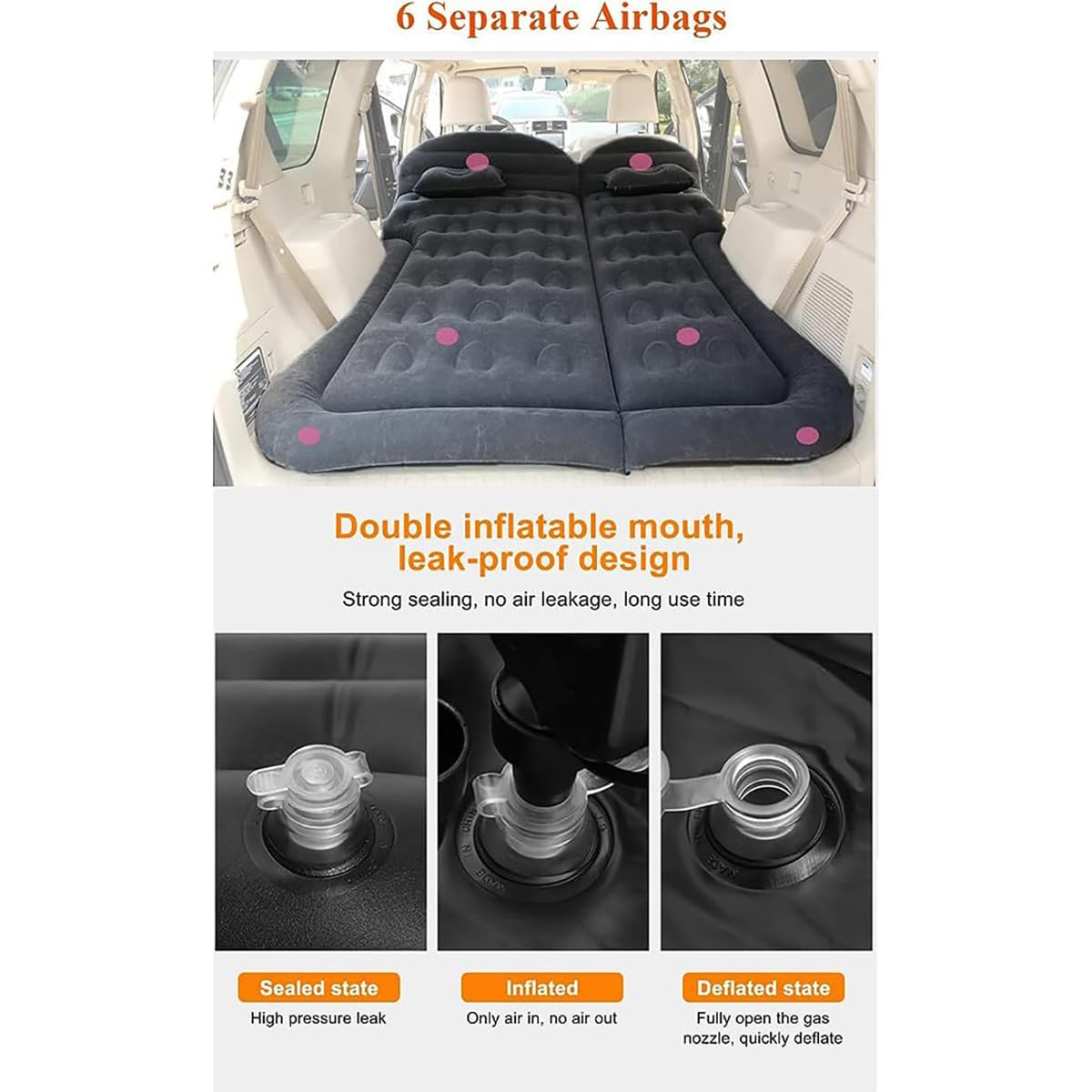 Colchón para Coche Toyota CHR C-HR 2018-2021, Asiento Trasero Camping Cama de Dormir Con Bomba Hinchable de Viaje, Accesorios