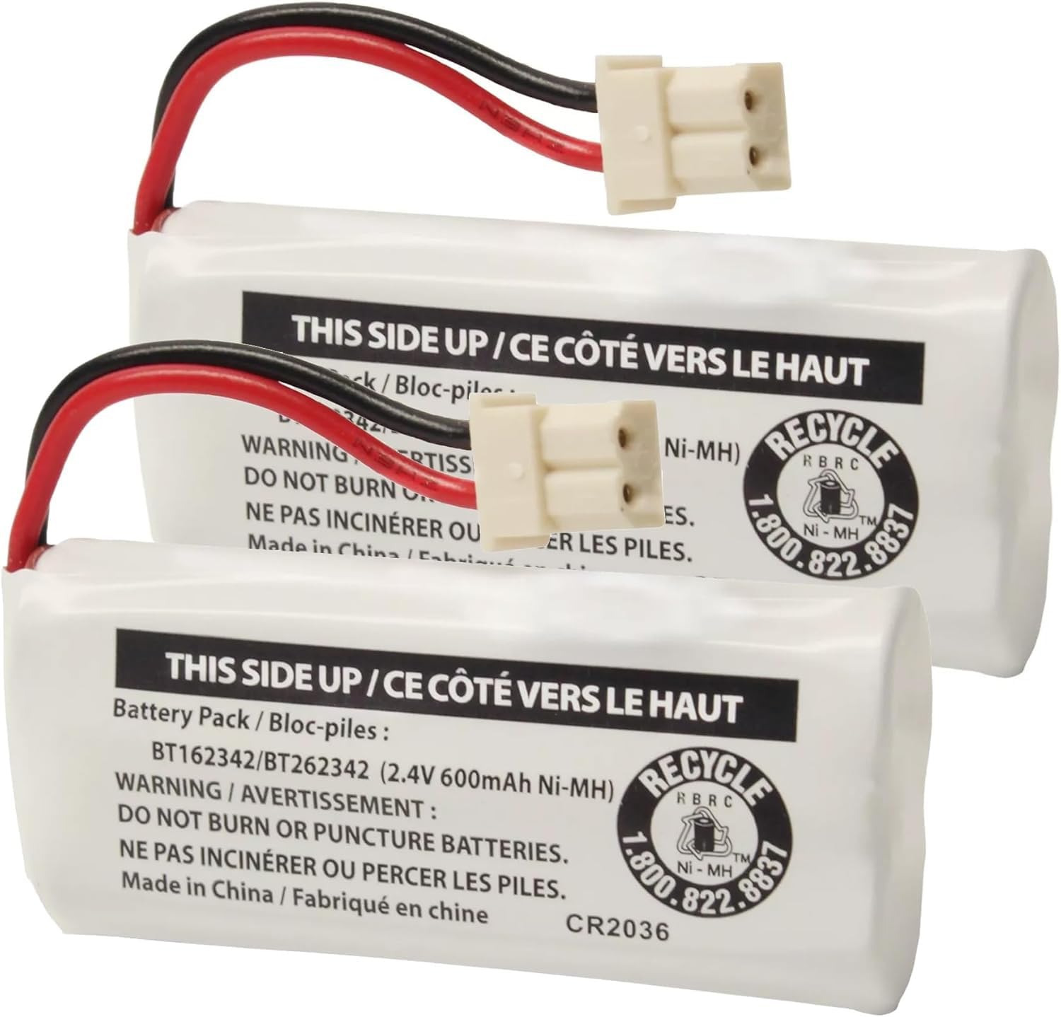 2-Pack BT162342/BT262342 2.4V Battery Packs for VTech Cordless Phone