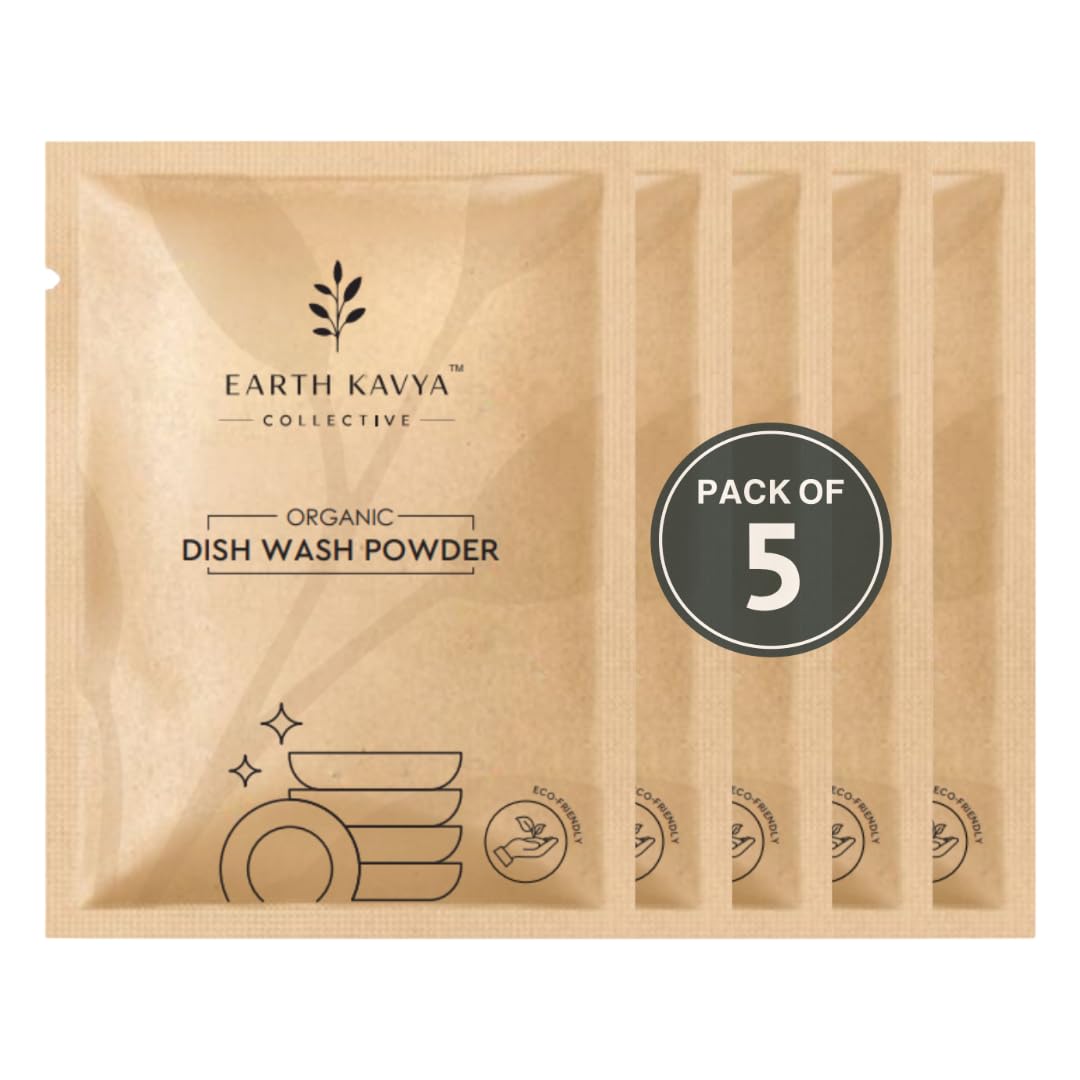 Organic Dish Wash Powder | Makes 500 ml Liquid Dishwash | Plant-Based, Non-Toxic & Eco-Friendly Kitchen Cleaner | Natural Dishwashing Detergent for Utensils, Grease & Oil Removal (Pack of 5)-image-30