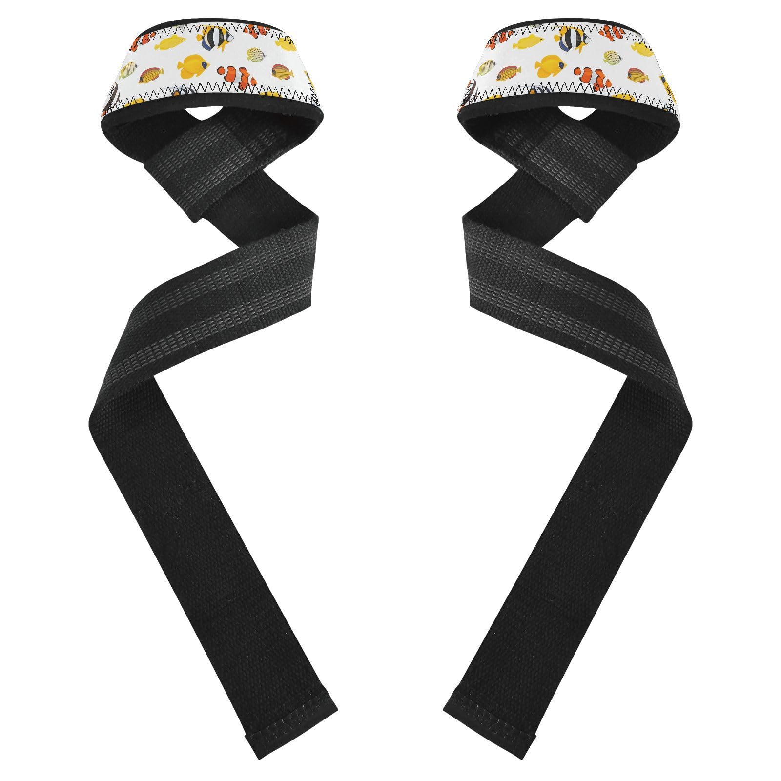 STAYTOP Beautiful Colorful Fish Wrist Straps for Weightlifting,Lifting Straps with Neoprene Cushioned Wrist Padded and Anti-Skid Silicone for Strength Training,Bodybuilding,Deadlifting