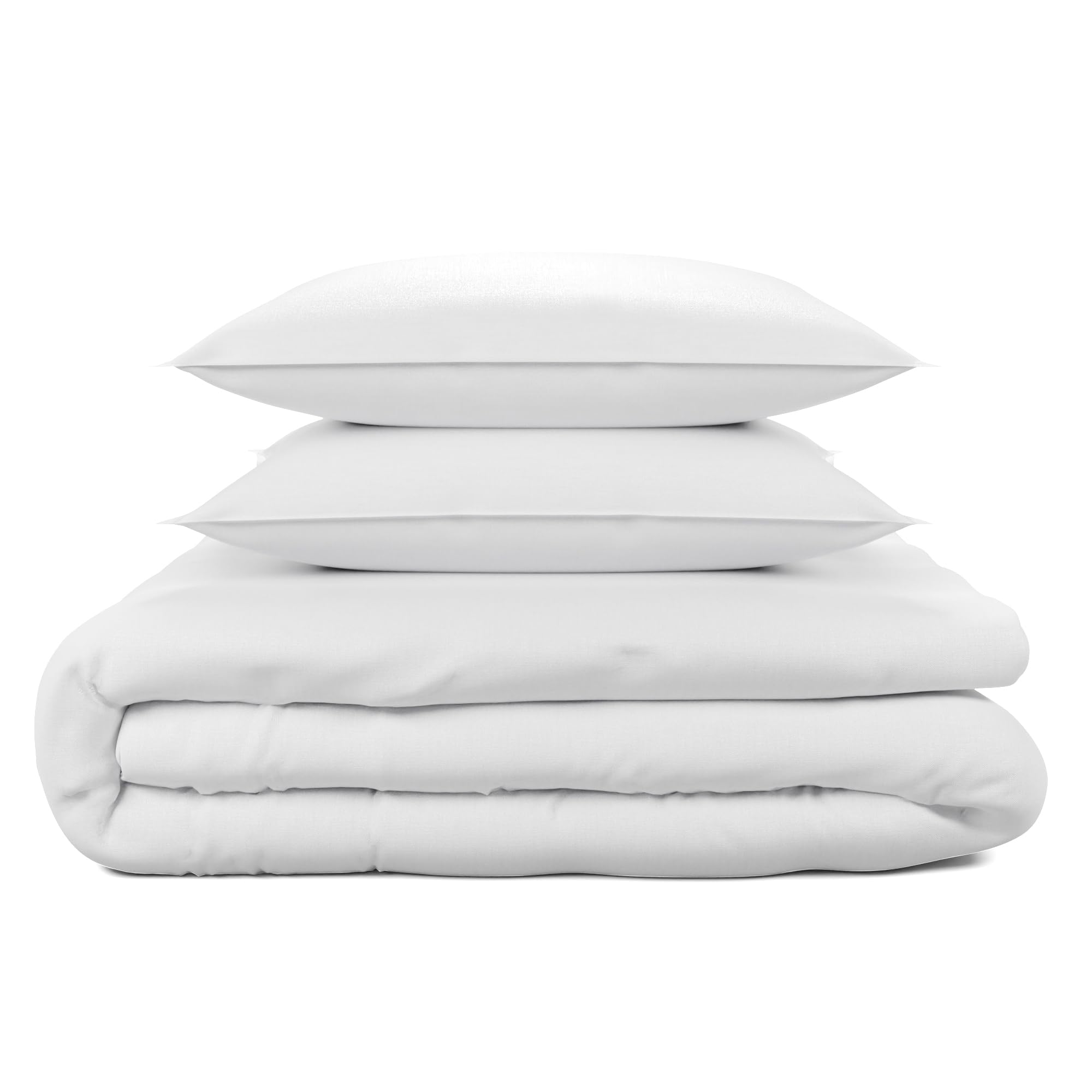 COLOR SENSE King Duvet Cover Set (1 Cotton Duvet Cover & 2 Pillow Cases) - Crisp, Cool & Breathable - 100% Cotton with Button Closure - Percale Weave Bedding Set - WhiteOEKO-TEX STANDARD 100