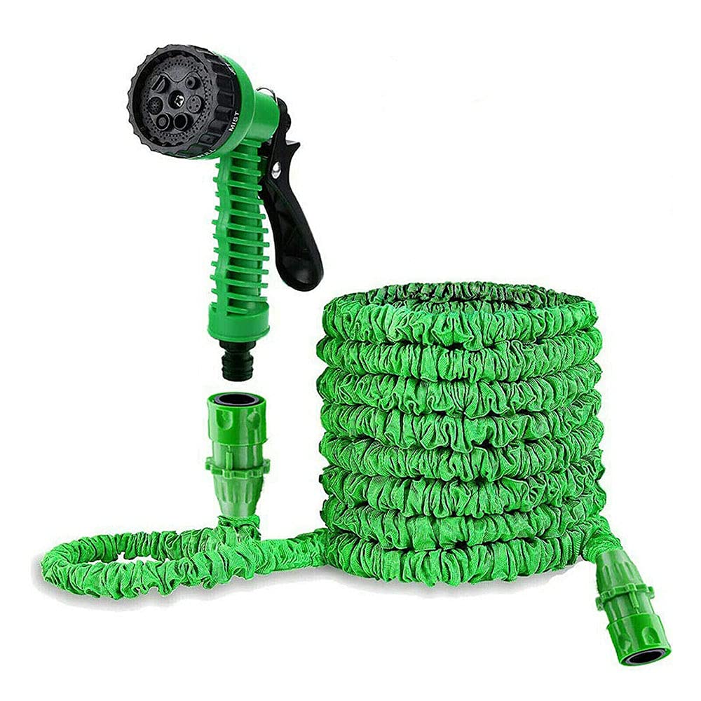 Expandable Garden Water Hose Pipe - 100FT Expanding Hose with 7 Function Spray Gun for Watering Plants & Garden Showers